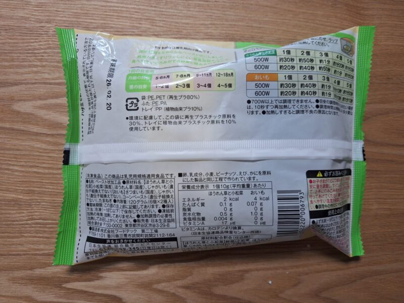 なめらかキューブのパッケージ裏